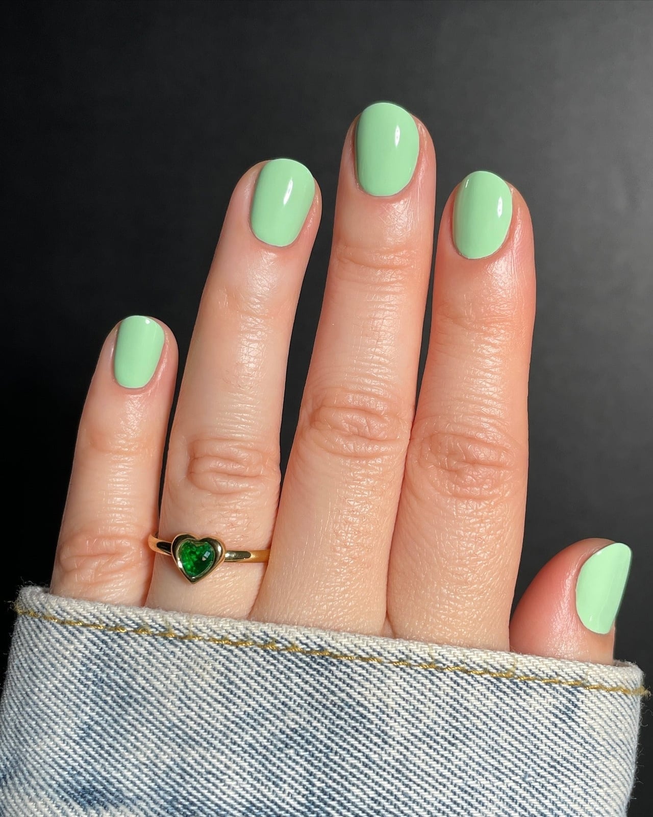 Glossy Light Mint Green Short Square Nails Glossy Light Mint Green Short Square Nails — Classy One Color Nails