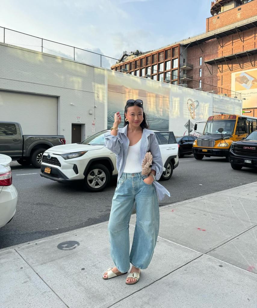 Striped Open Shirt with Wide-Leg Jeans Striped Open Shirt with Wide-Leg Jeans — Classy Outfits with Birkenstocks