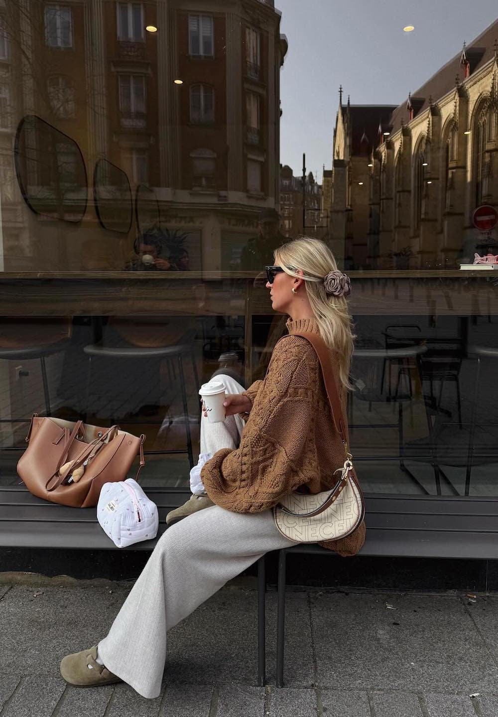 Chunky Knit Sweater with Wide-Leg Trousers Chunky Knit Sweater with Wide-Leg Trousers — Classy Outfits with Birkenstocks