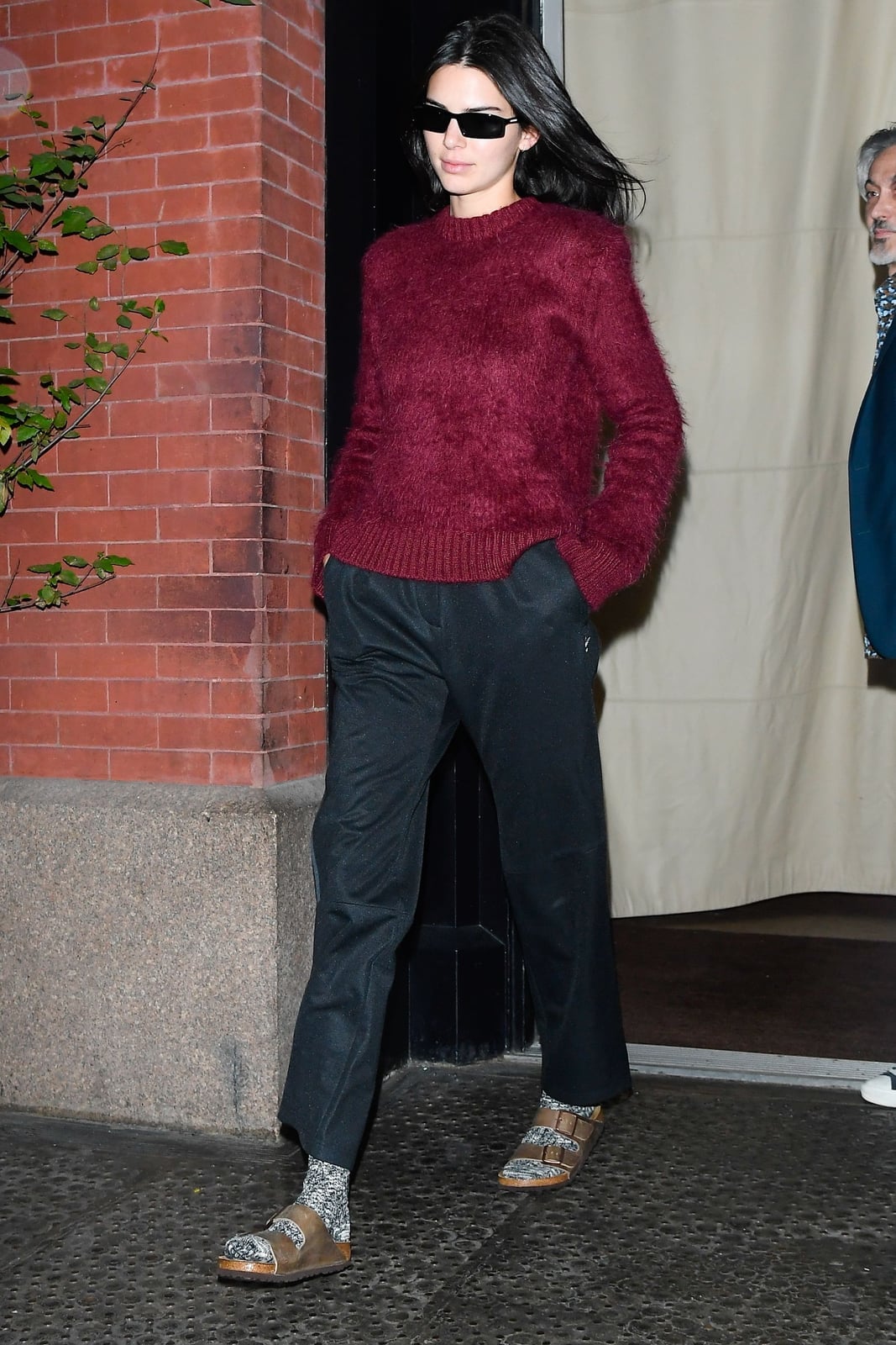Burgundy Fuzzy Sweater with Patterned Socks Burgundy Fuzzy Sweater with Patterned Socks — Classy Outfits with Birkenstocks