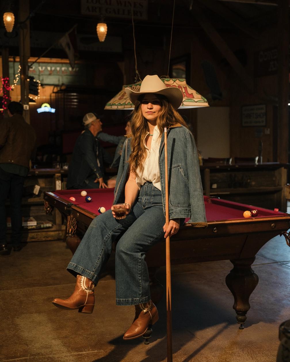 Denim Jacket and Wide-Leg Jeans with Brown Cowboy Boots Denim Jacket and Wide-Leg Jeans with Brown Cowboy Boots — Classy Outfits with Cowboy Boots