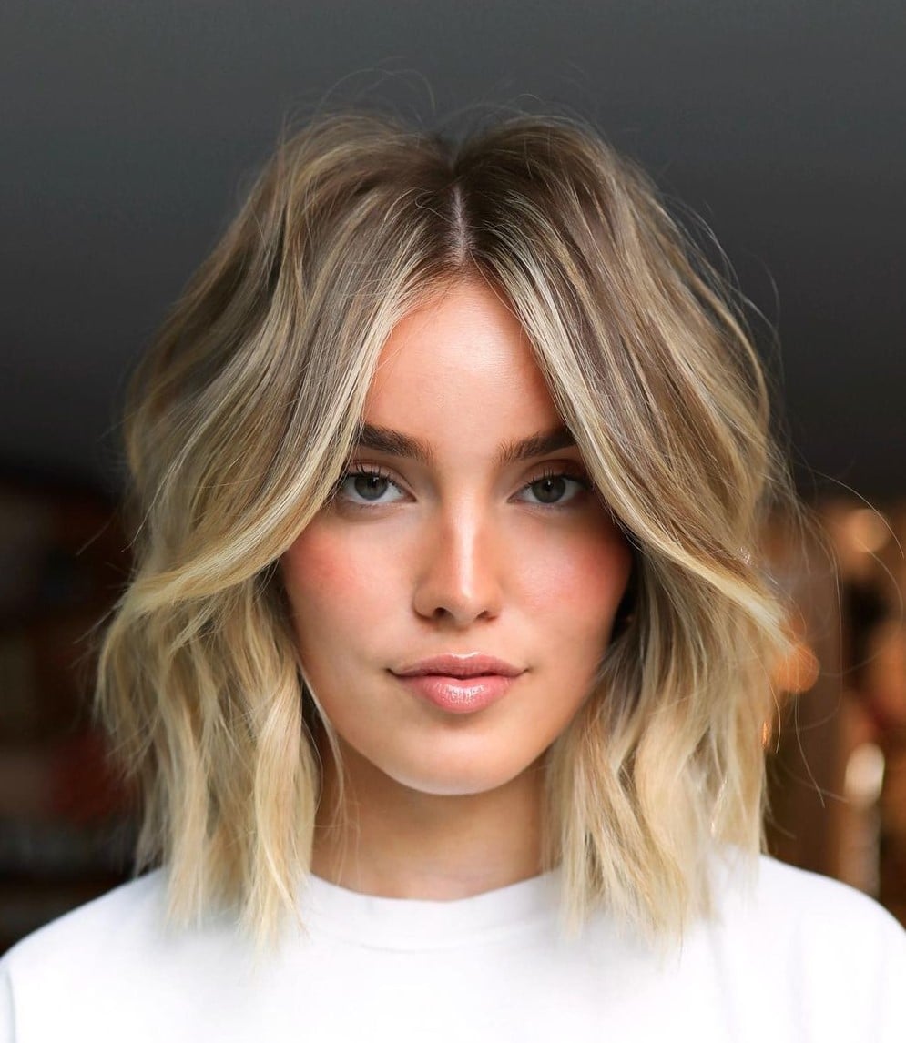 Collarbone Lob With Curtain Bangs Collarbone Lob With Curtain Bangs — Classy Oval Face Haircuts
