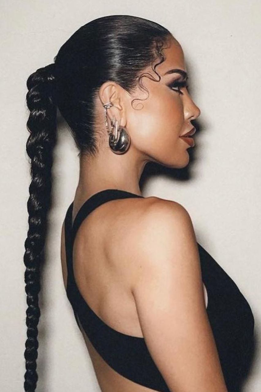 Thick Black Braid in High Ponytail Thick Black Braid in High Ponytail — Classy Parting Braids