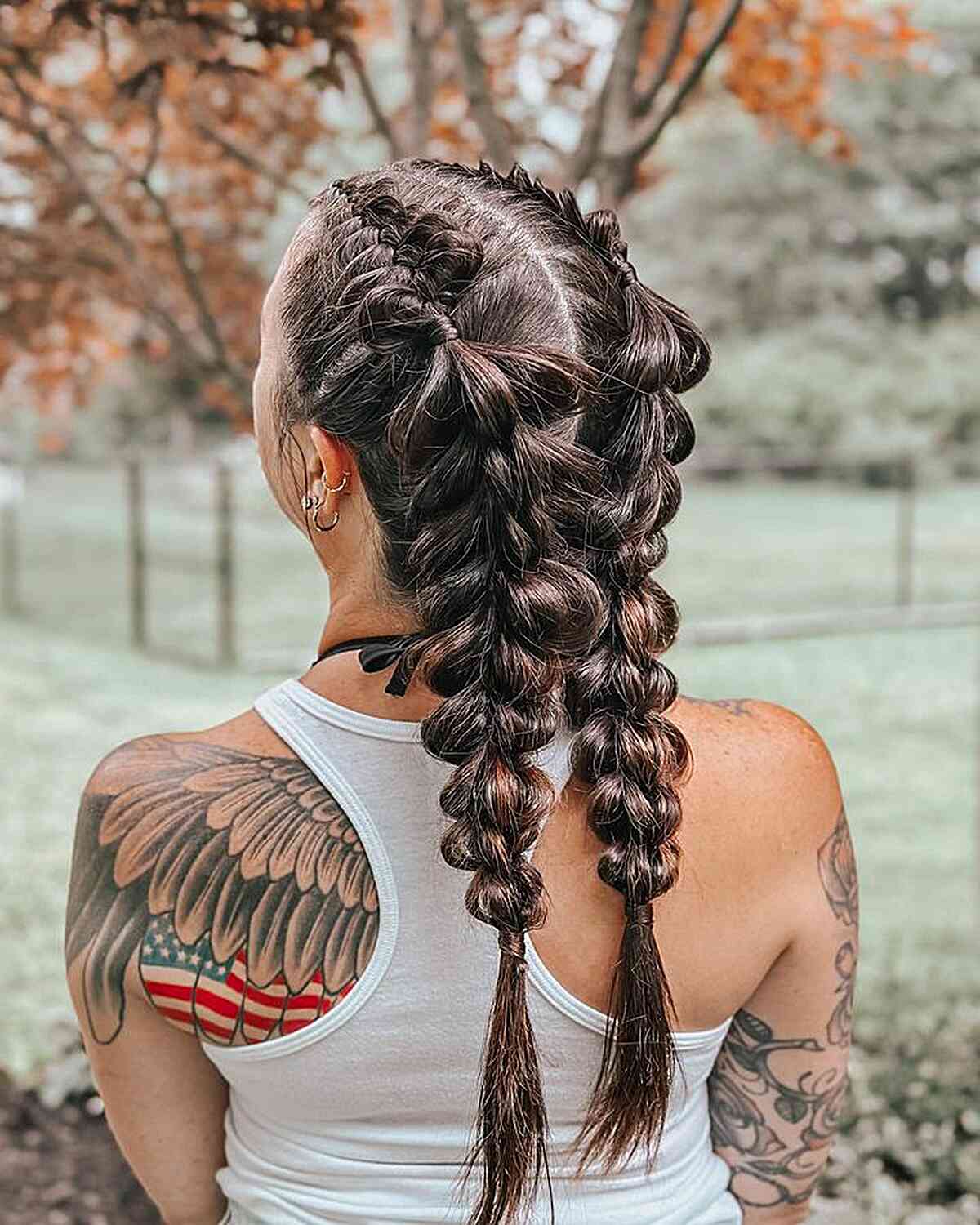 Thick Wavy Bubble Braids Thick Wavy Bubble Braids — Classy Parting Braids
