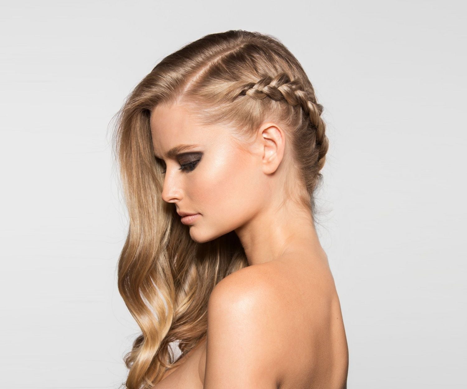 Collarbone Blonde Waves With Side Braid Collarbone Blonde Waves With Side Braid — Classy Parting Braids