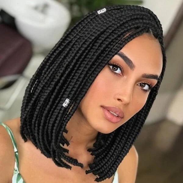 Blunt Bob Box Braids With Decorative Beads Blunt Bob Box Braids With Decorative Beads — Classy Parts Braids