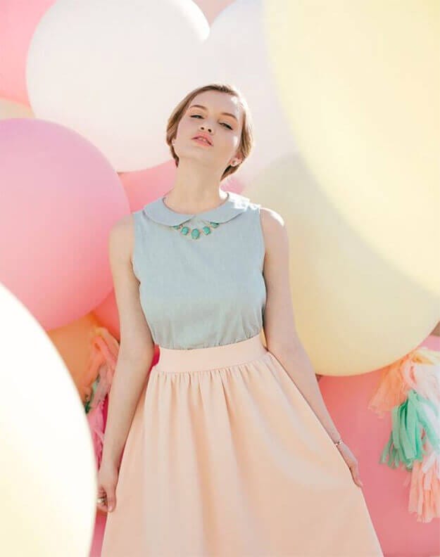 Light Blue Top With Embellished Peter Pan Collar — Classy Pastel Outfits