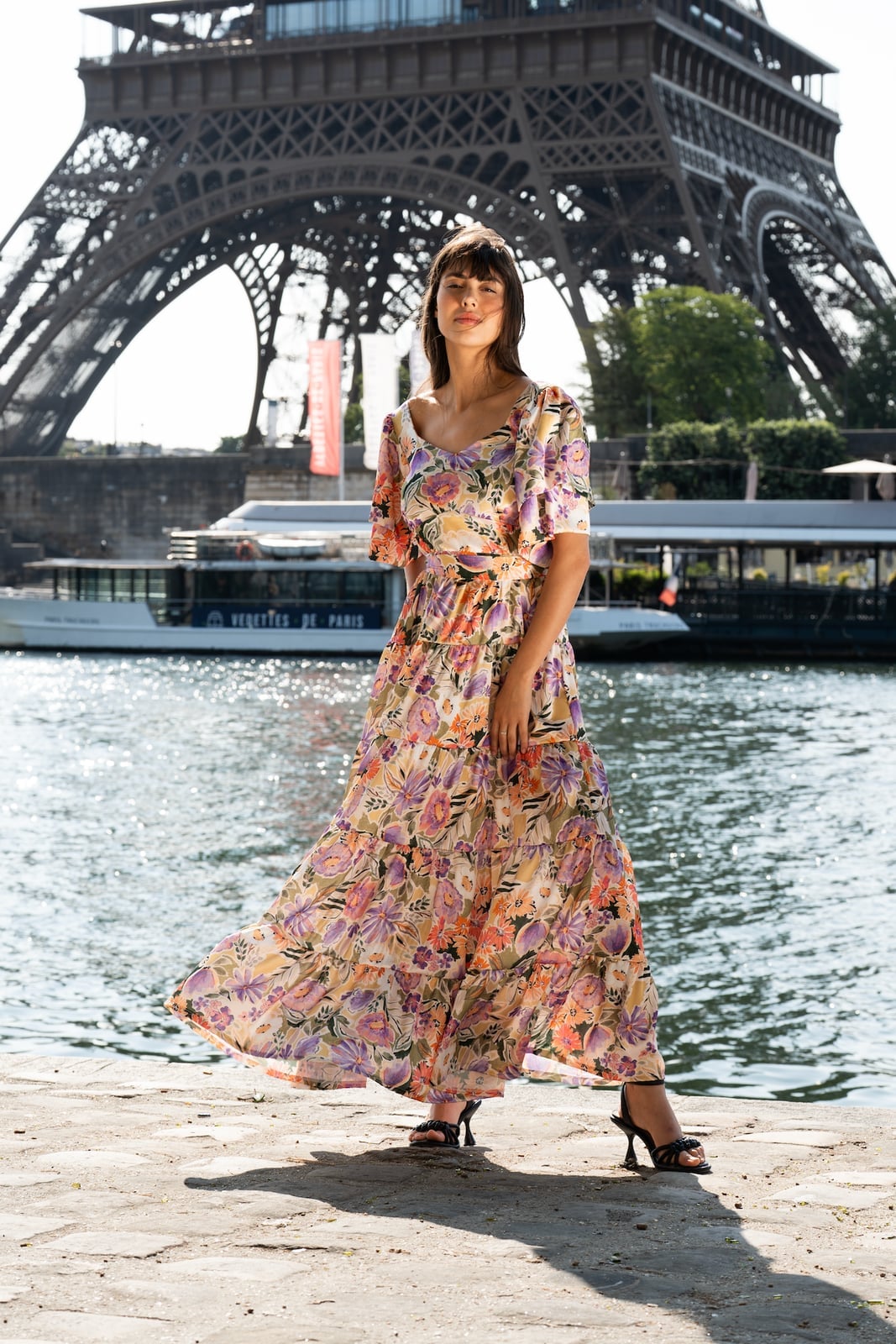 Cream Tiered Maxi Dress With Floral Print — Classy Pastel Outfits