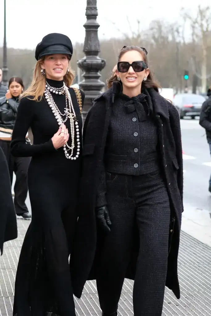 Black Dress and Coat with Layered Pearl Necklaces Black Dress and Coat with Layered Pearl Necklaces — Classy Pearl Outfits