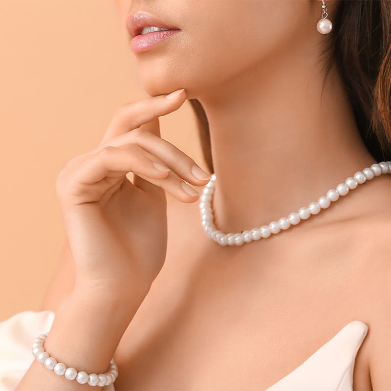 Light Blue Jacket with Classic Pearl Jewelry Light Blue Jacket with Classic Pearl Jewelry — Classy Pearl Outfits