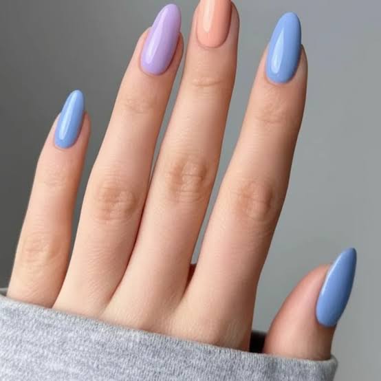 Mixed Solid Colors Periwinkle Almond Nails — Classy Periwinkle Nails