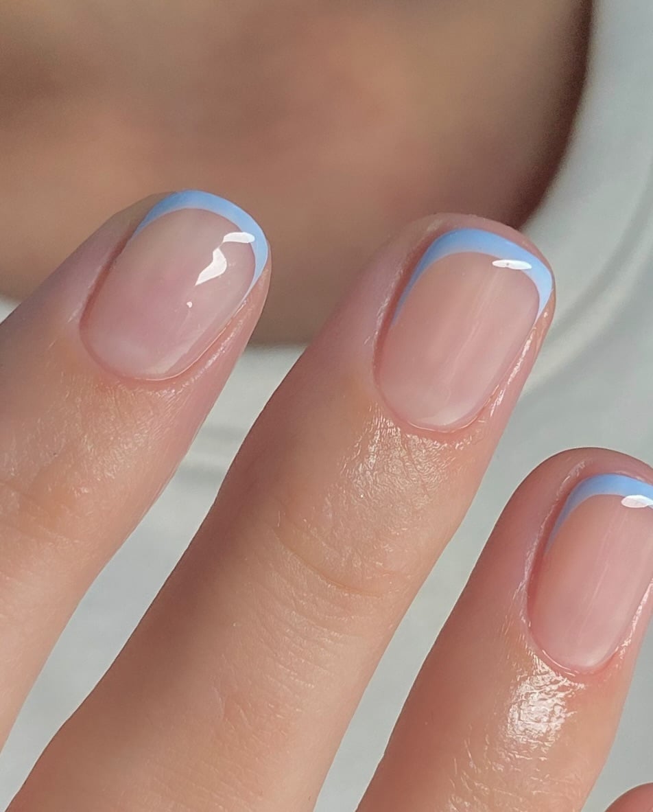Thin Periwinkle French Tip Almond Nails — Classy Periwinkle Nails