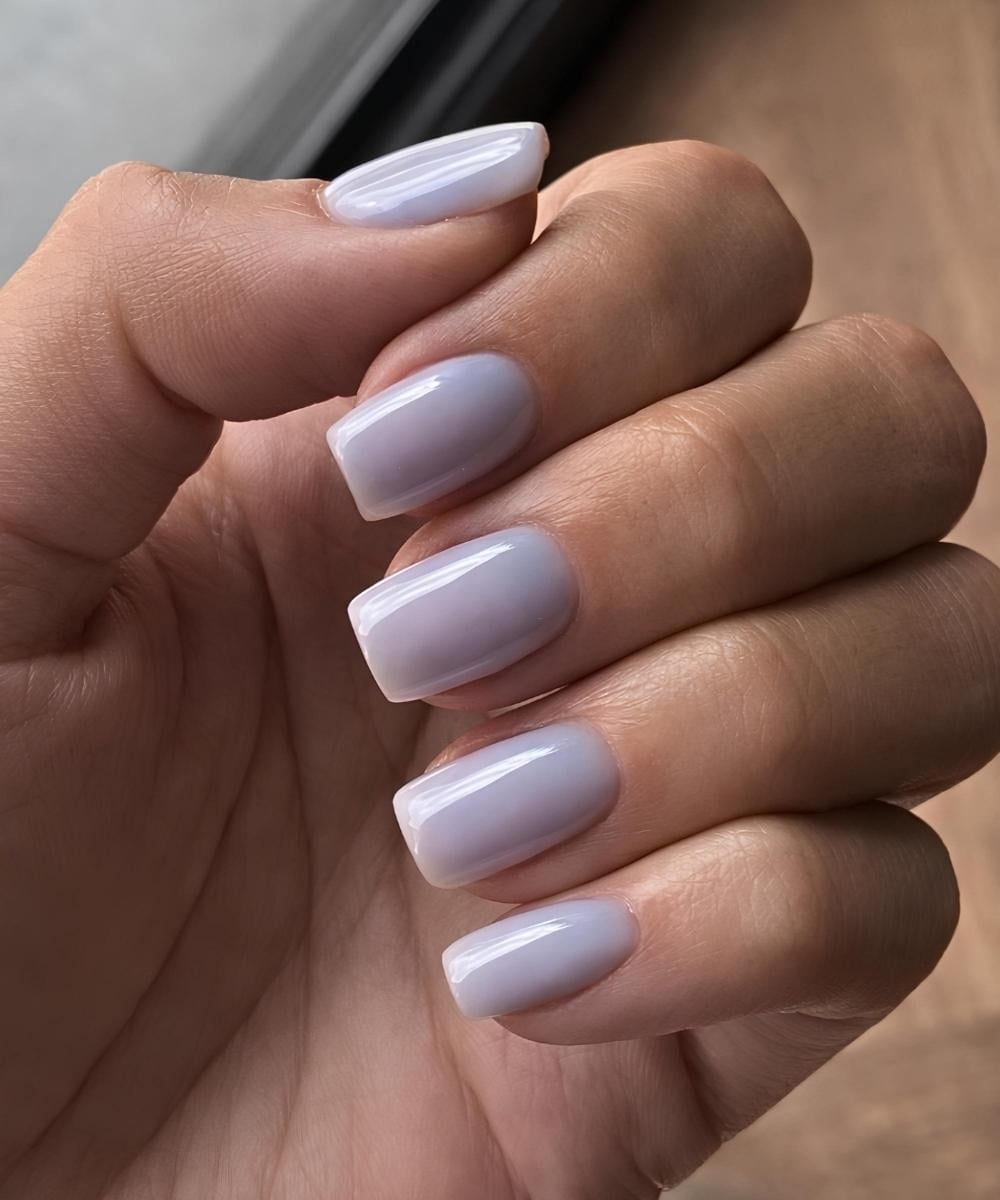 Milky Opaque Periwinkle Short Oval Nails — Classy Periwinkle Nails