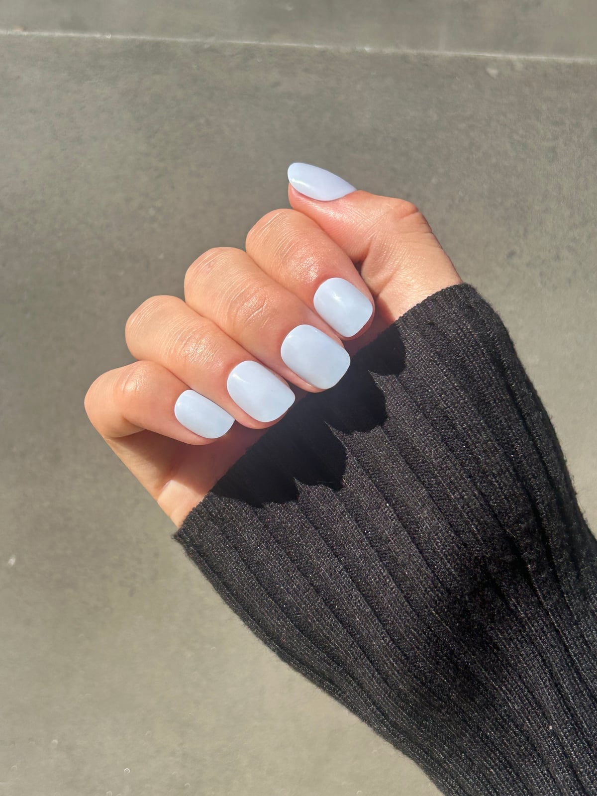 Glossy Solid Light Periwinkle Short Square Nails — Classy Periwinkle Nails