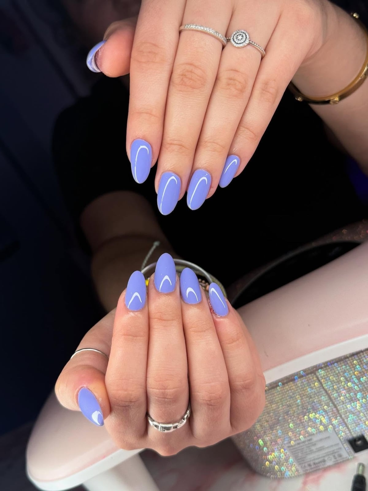 Glossy Periwinkle with Silver Line Accent — Classy Periwinkle Nails