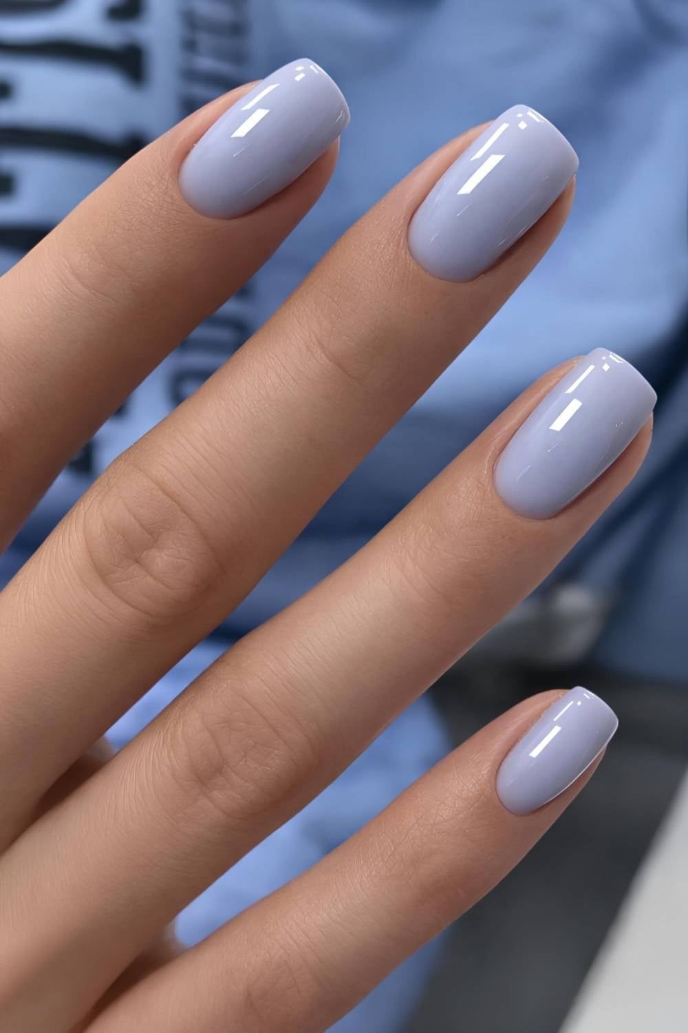 Glossy Solid Periwinkle Soft Square Nails — Classy Periwinkle Nails