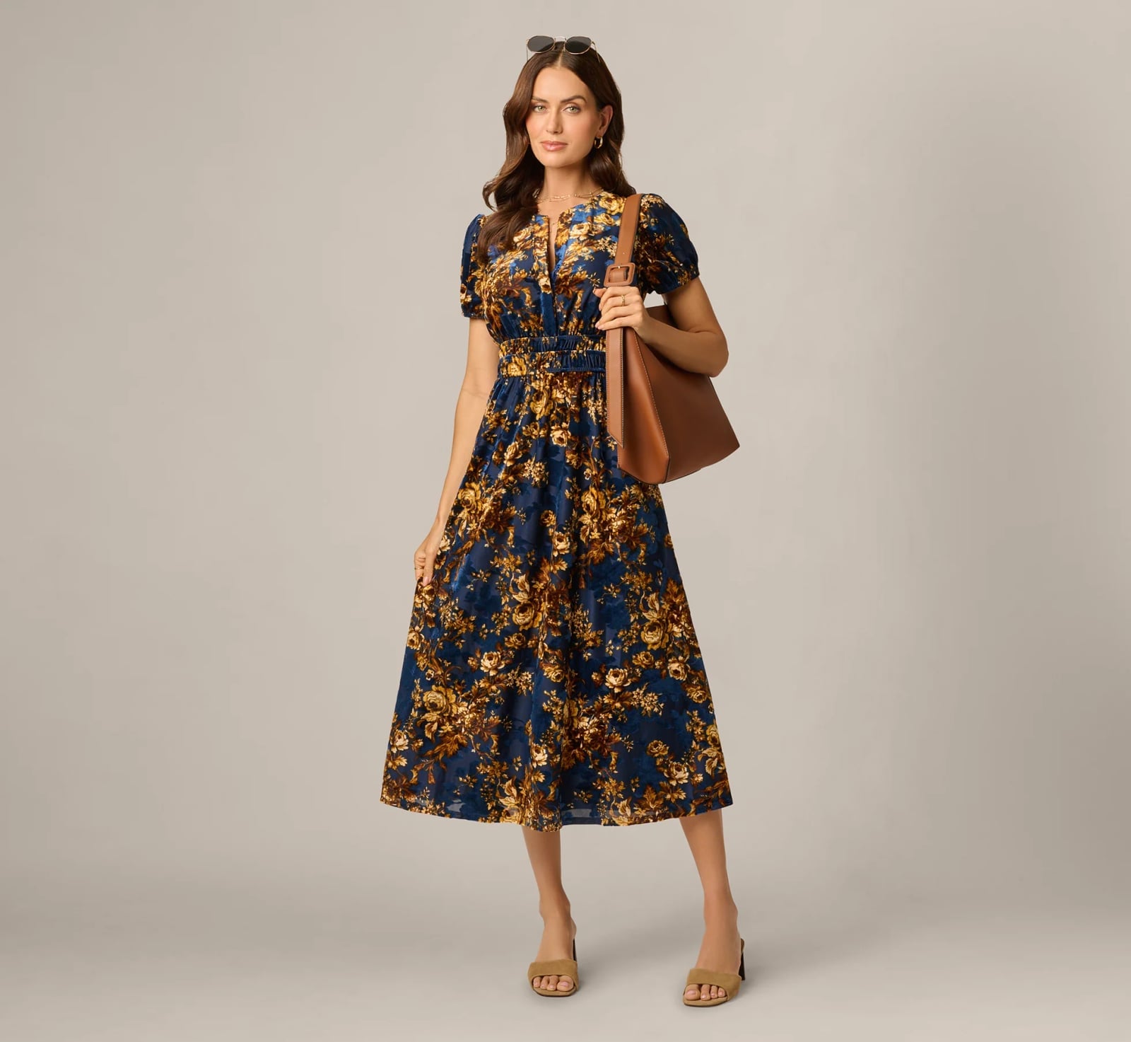 Floral Print Fit-And-Flare Midi Dress Floral Print Fit-And-Flare Midi Dress — Classy Picnic Outfit