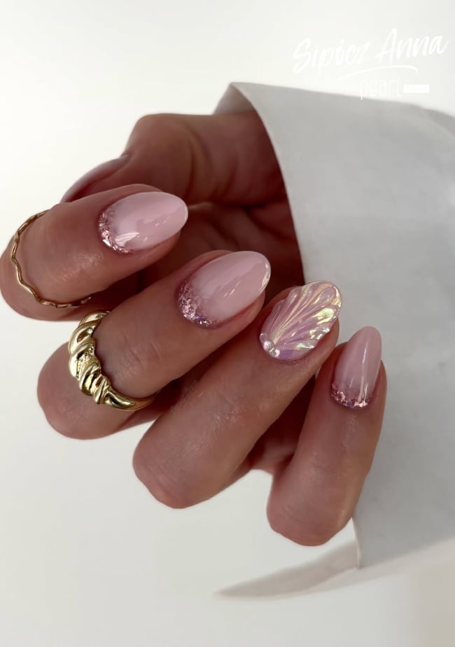 Sheer Milky Pink Short Almond Nails — Classy Pink Almond Nails