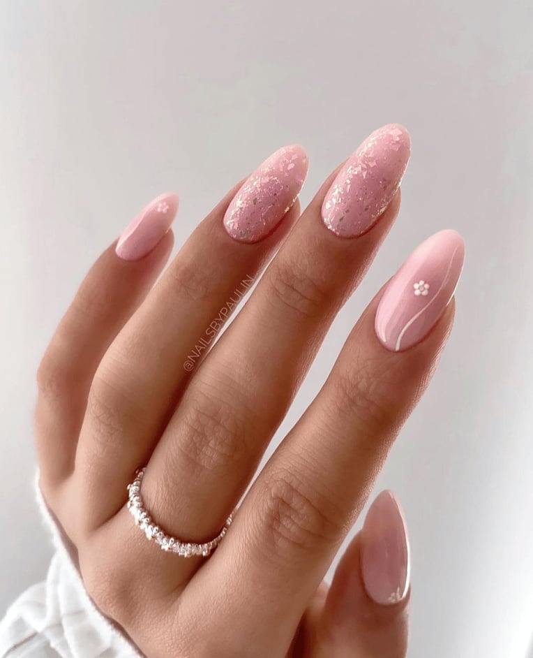 Opaque Milky Pink Short Almond Nails — Classy Pink Almond Nails