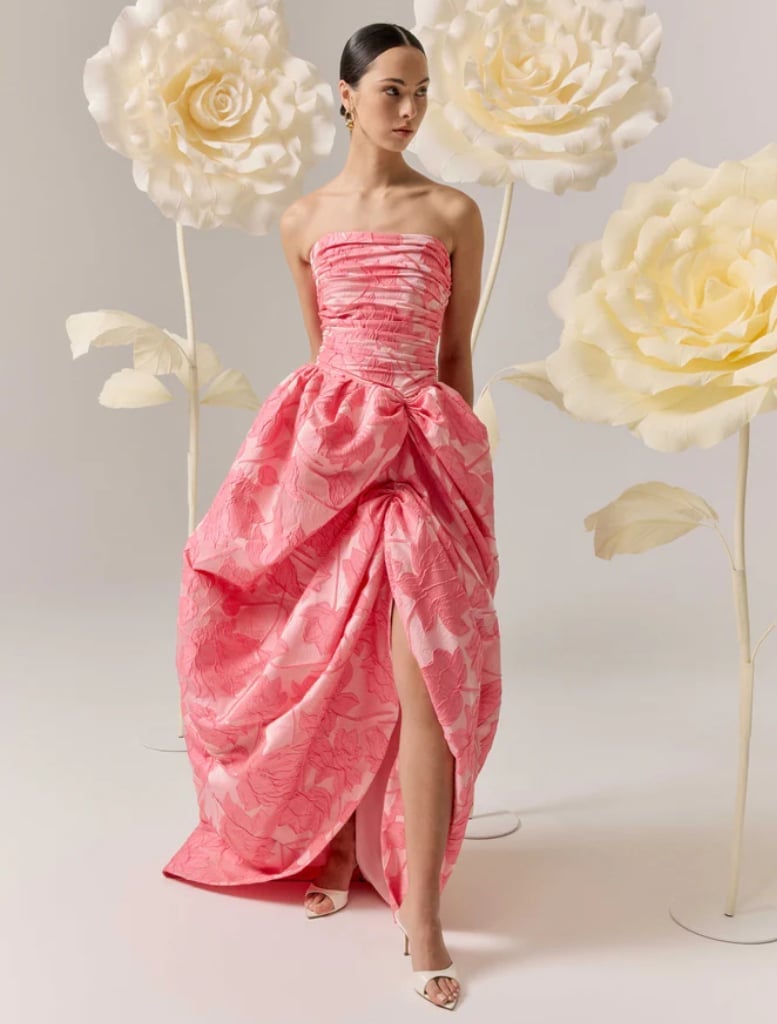 Pink Strapless Ballgown with Ruched Bodice — Classy Pink Outfits
