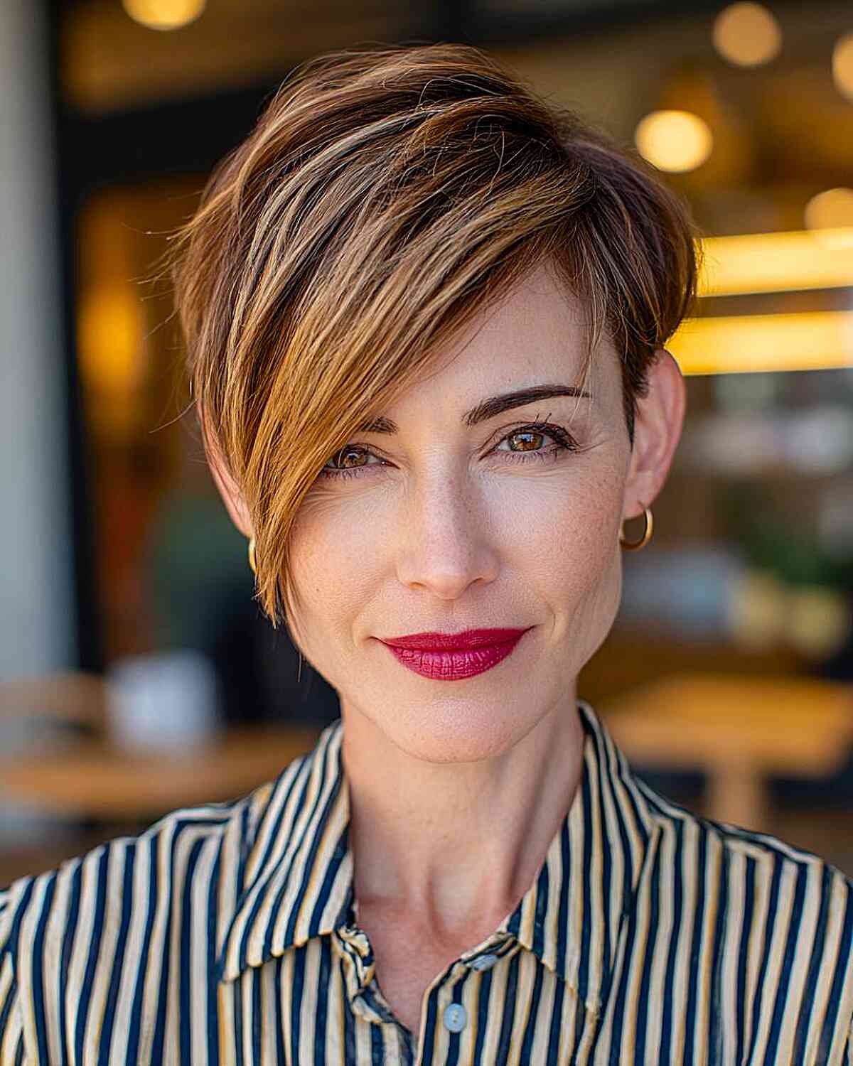 Asymmetrical Blonde Pixie With Long Side Bangs Asymmetrical Blonde Pixie With Long Side Bangs — Classy Pixie Haircuts