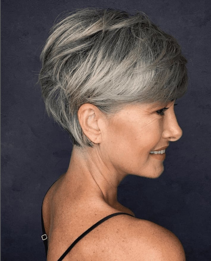 Silver Grey Layered Pixie With Volume Silver Grey Layered Pixie With Volume — Classy Pixie Haircuts