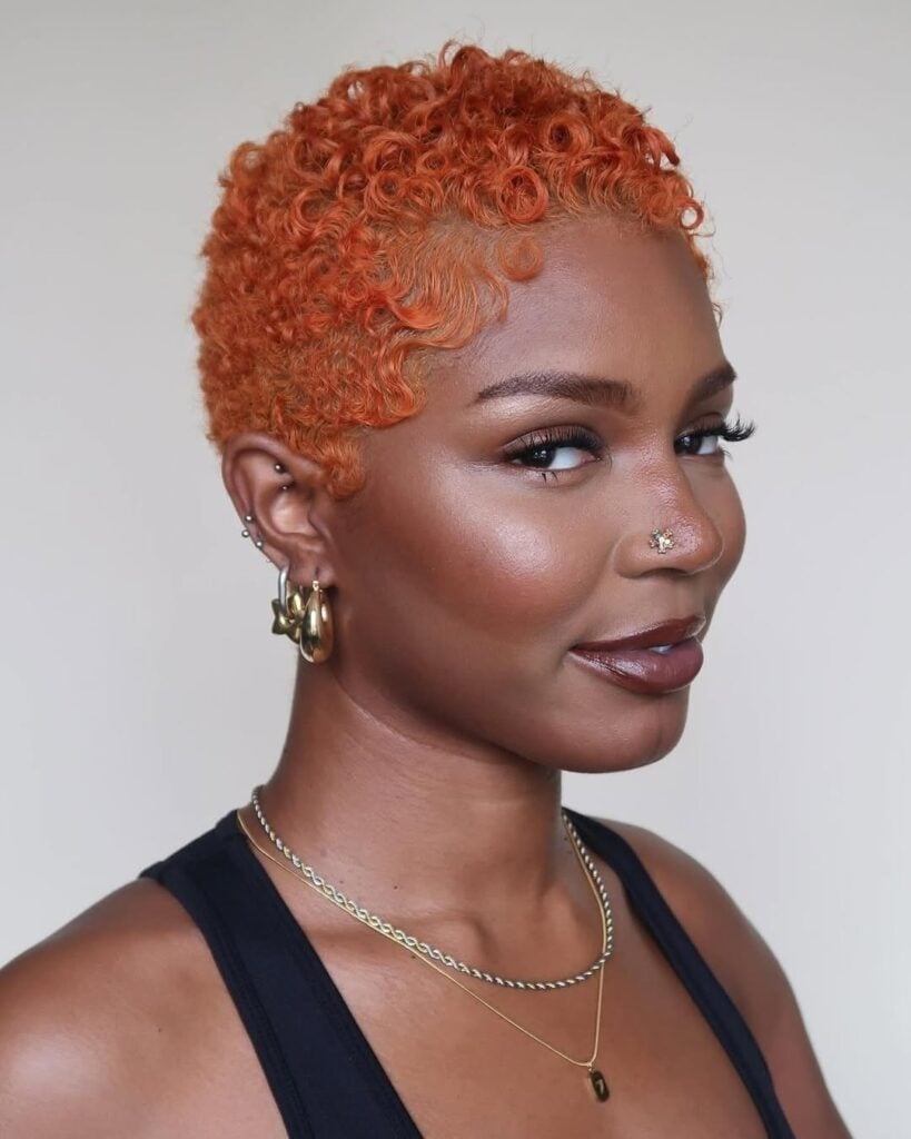 Bright Orange Pixie With Defined Curls Bright Orange Pixie With Defined Curls — Classy Pixie Haircuts