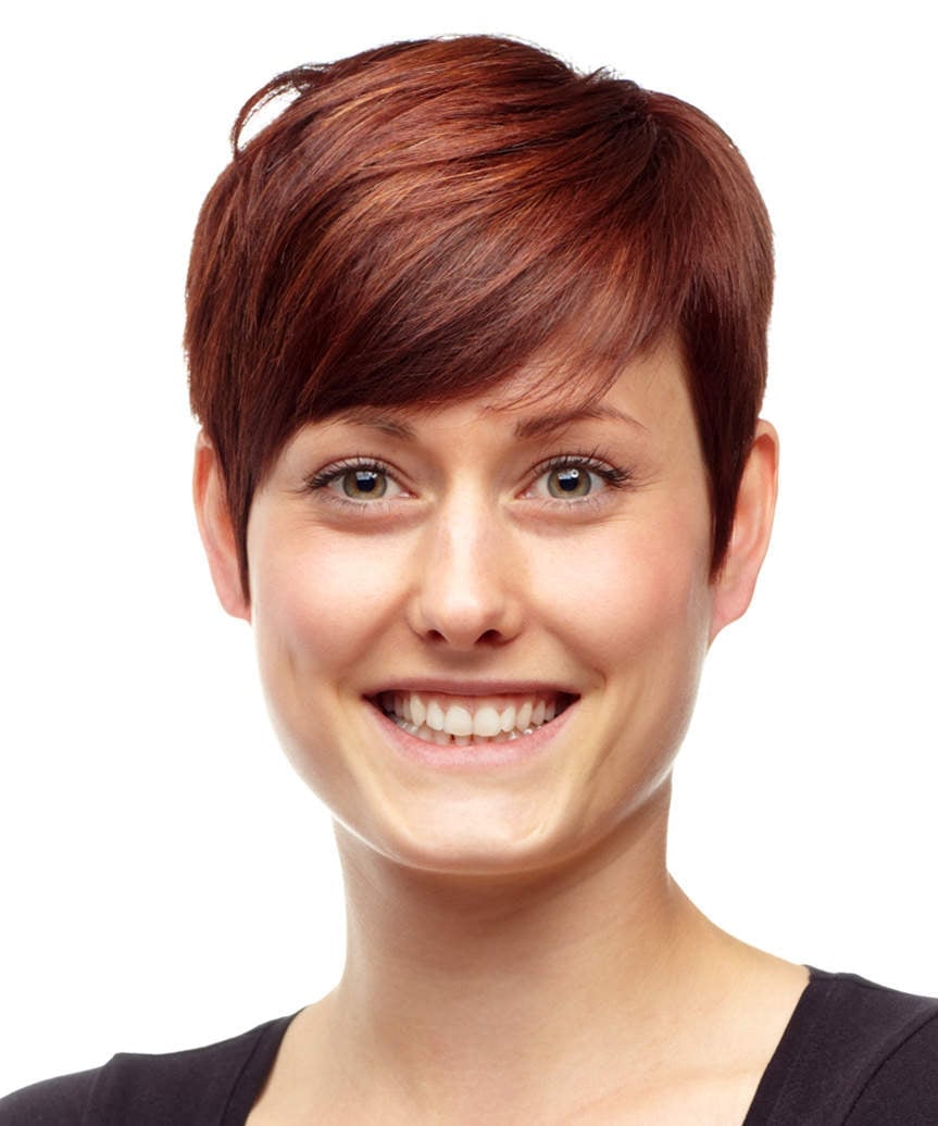 Auburn Pixie With Textured Side Sweep Auburn Pixie With Textured Side Sweep — Classy Pixie Haircuts