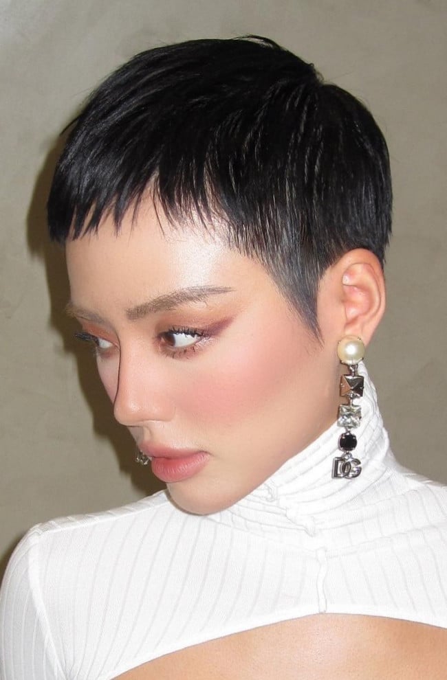 Sleek Black Pixie With Textured Fringe Sleek Black Pixie With Textured Fringe — Classy Pixie Haircuts
