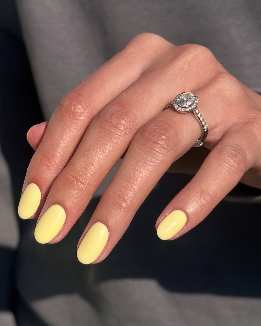 Bright Pastel Yellow Short Oval Nails — Classy Plain Nails