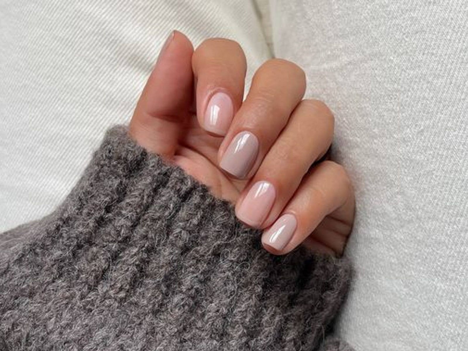 Neutral Tones Short Square Nails, Close-Up Take — Classy Plain Nails