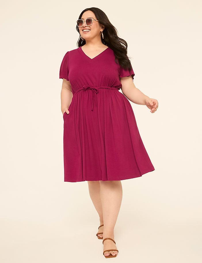 Magenta Drawstring Waist Midi Dress Magenta Drawstring Waist Midi Dress — Classy Plus Size Dresses