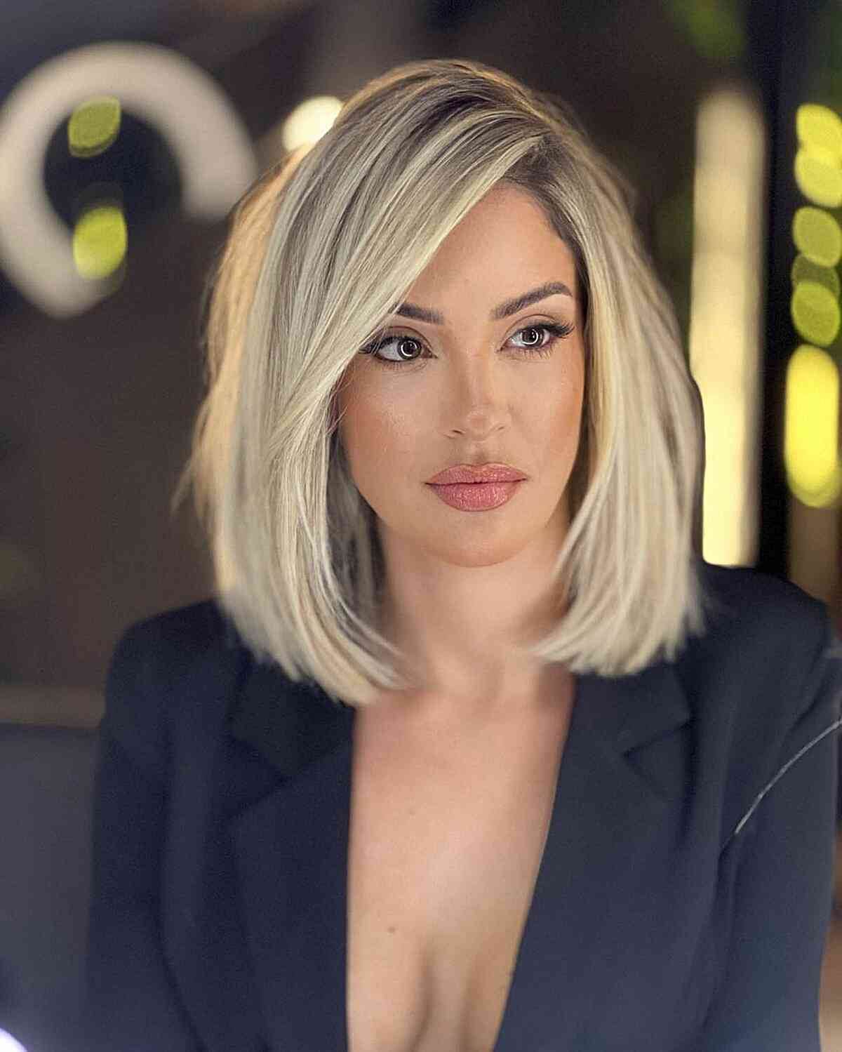 Ash Blonde Bob With Blunt Bangs — Classy Professional Hairstyles
