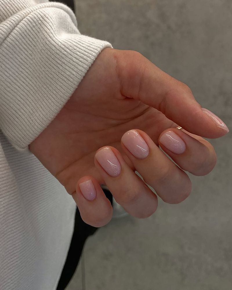Sheer Milky Pink Round Nails Sheer Milky Pink Round Nails — Classy Professional Nails