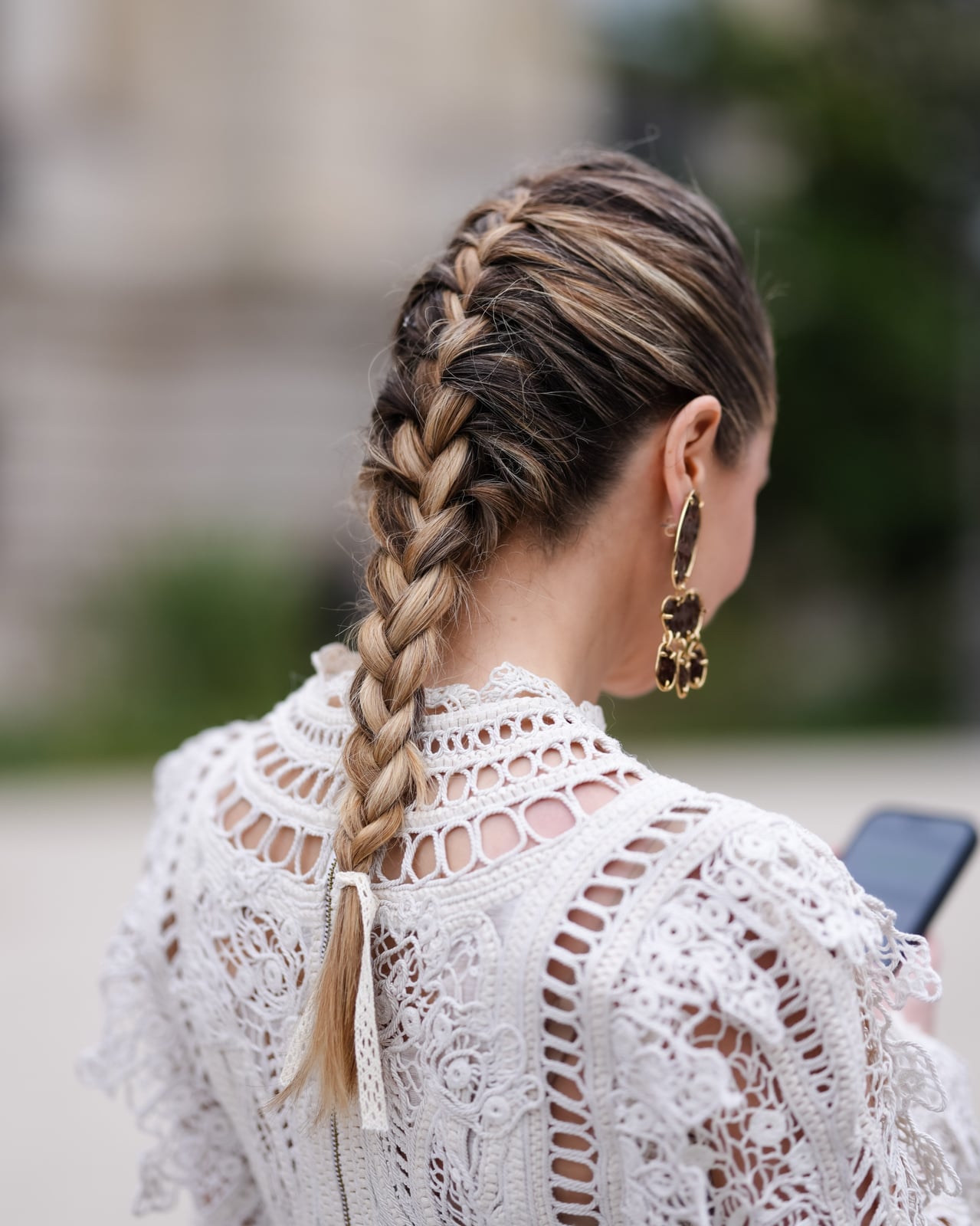 Neat Blonde French Braid With Ribbon Neat Blonde French Braid With Ribbon — Classy Quick Braids Hairstyle