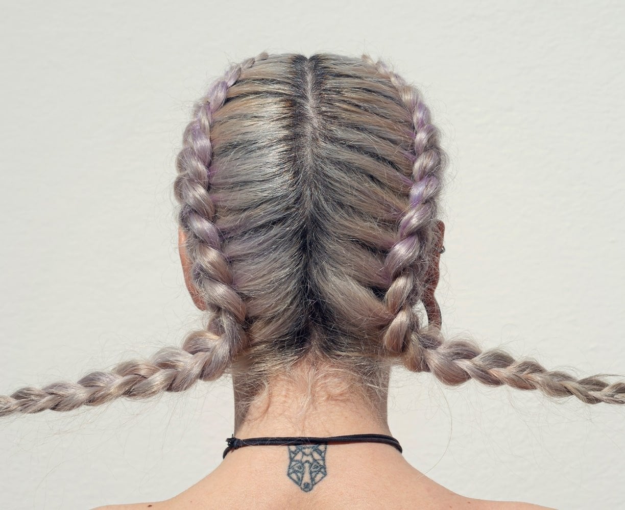 Dual French Braids With Purple Tones Dual French Braids With Purple Tones — Classy Quick Braids Hairstyle