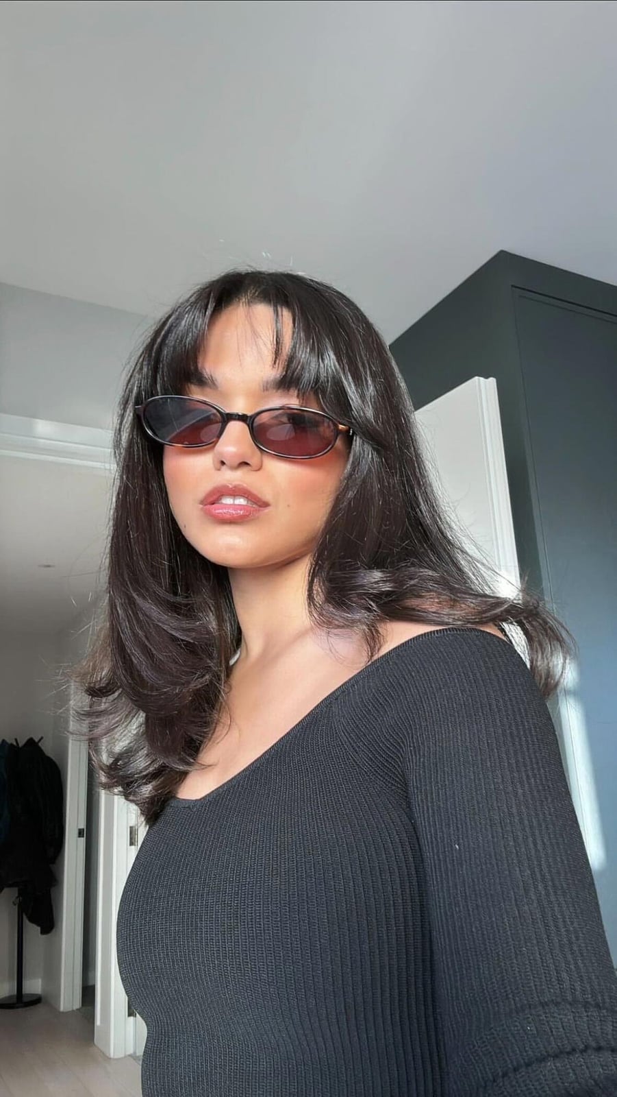 Shoulder Length Wavy Dark Brown With Curtain Bangs and Long Layers Shoulder Length Wavy Dark Brown With Curtain Bangs and Long Layers — Classy Rachel Haircuts