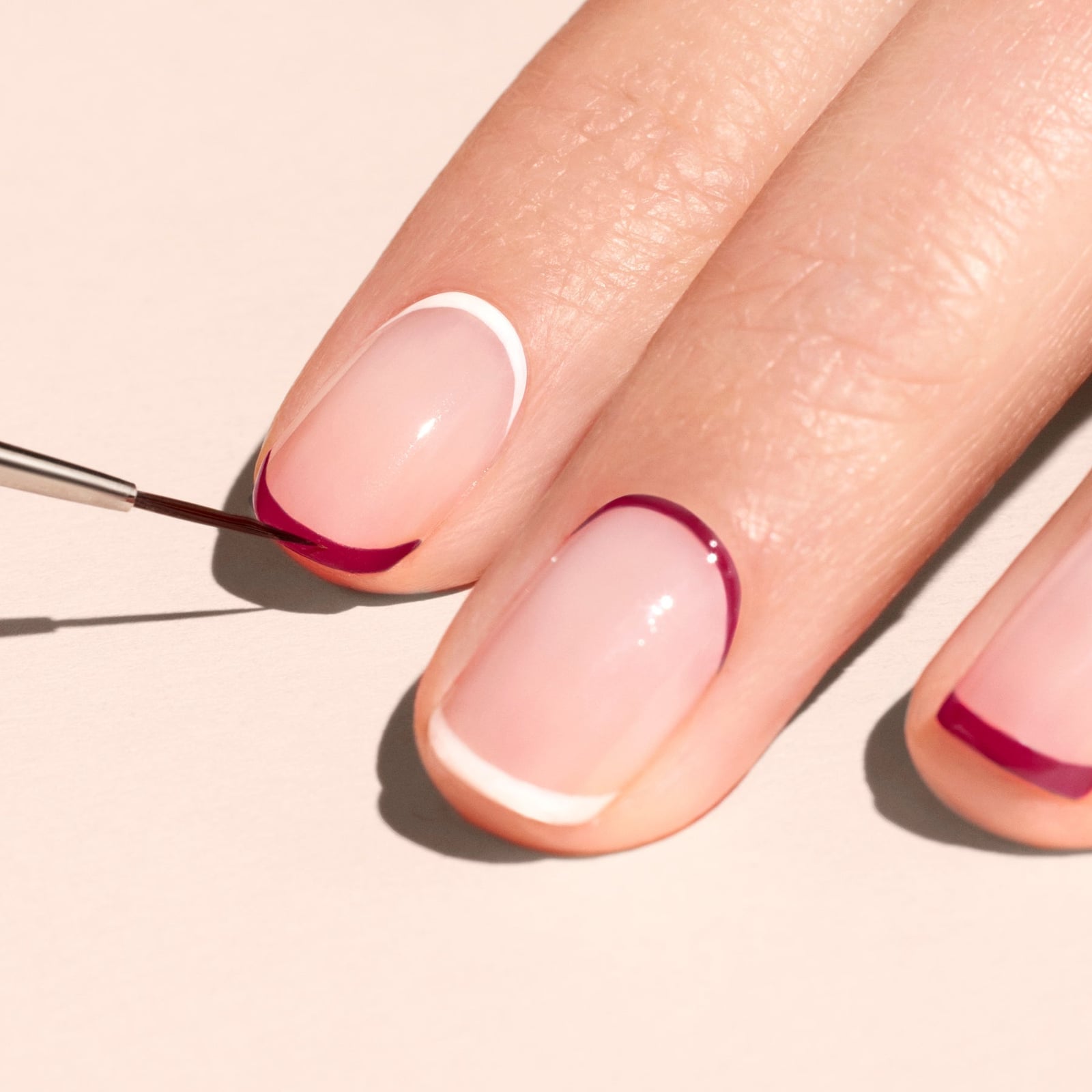 Short Natural French Raspberry Tip Nails Short Natural French Raspberry Tip Nails — Classy Raspberry Nails