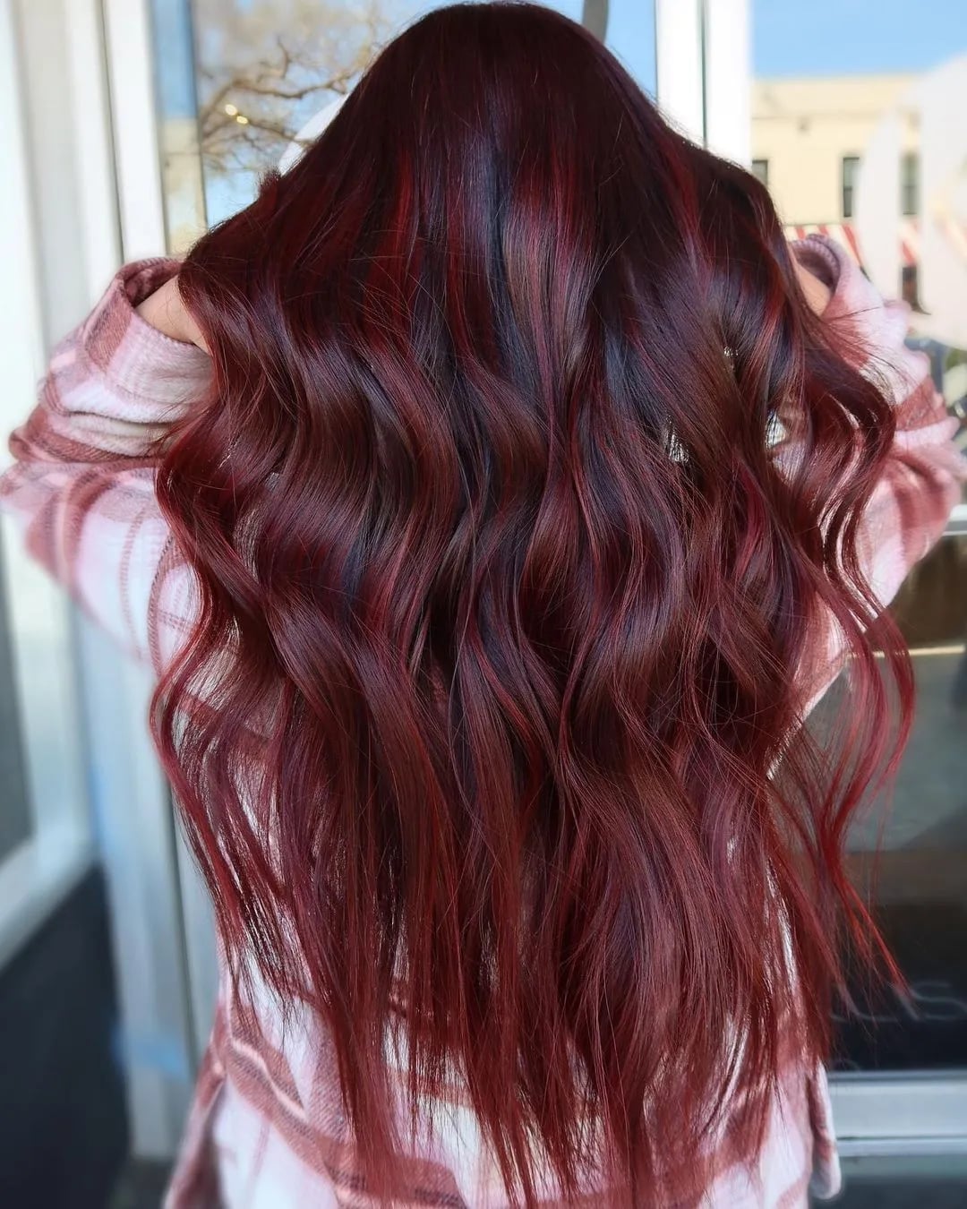 Deep Burgundy With Cherry Red Balayage Deep Burgundy With Cherry Red Balayage — Classy Red Balayage