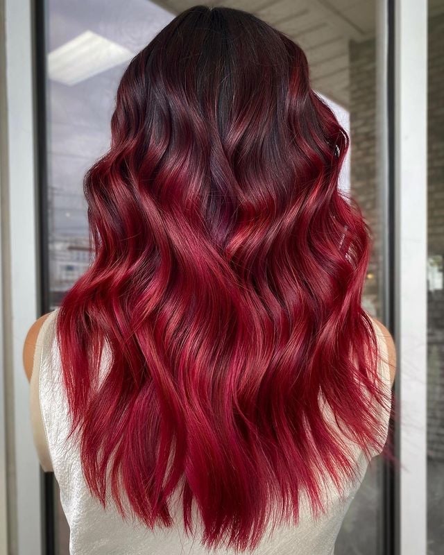 Dark Red Base With Subtle Red Balayage Dark Red Base With Subtle Red Balayage — Classy Red Balayage