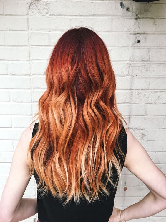 Copper Red Base With Blonde Balayage Copper Red Base With Blonde Balayage — Classy Red Balayage