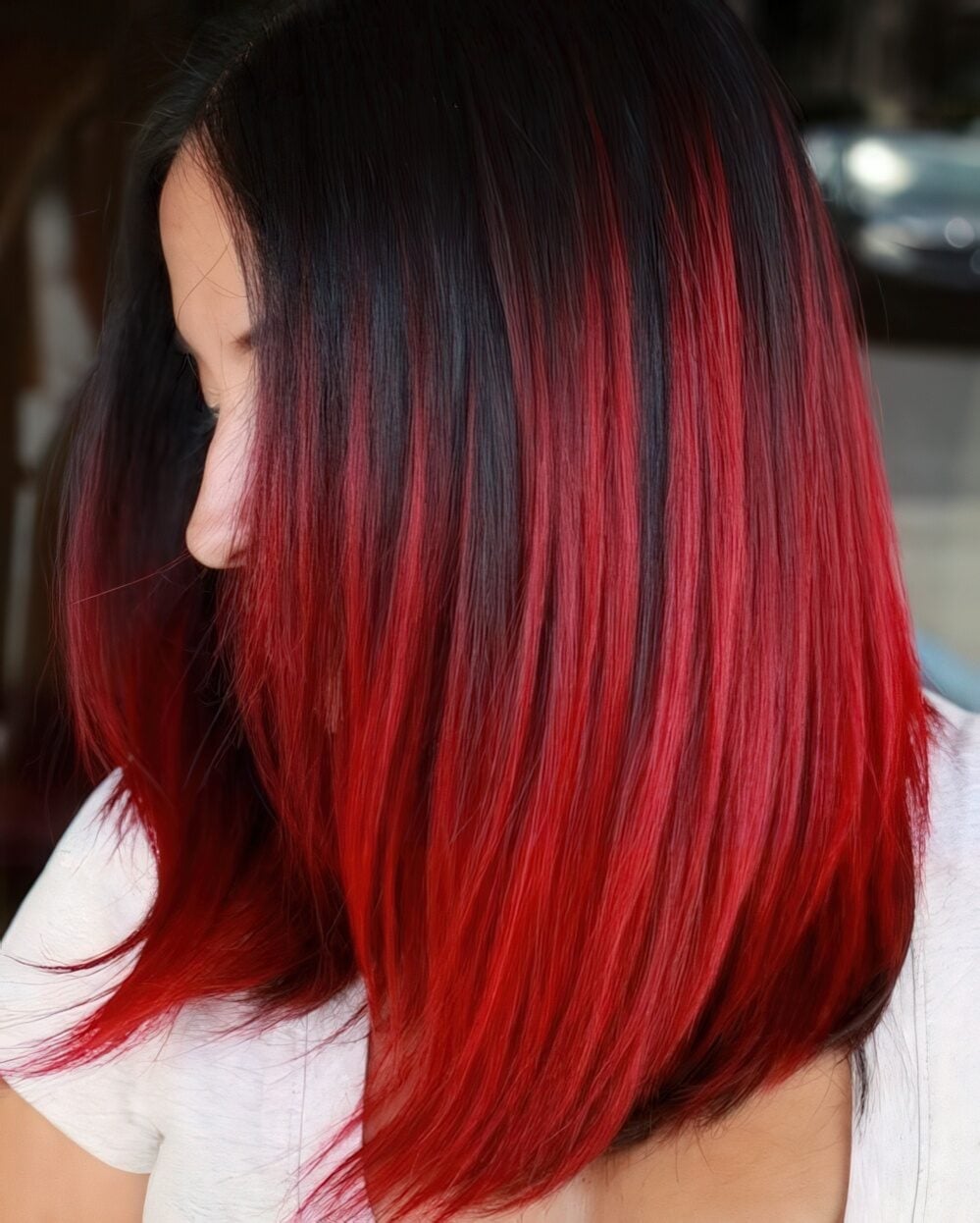 Dark Brown Base With Bright Red Balayage Bob Dark Brown Base With Bright Red Balayage Bob — Classy Red Balayage