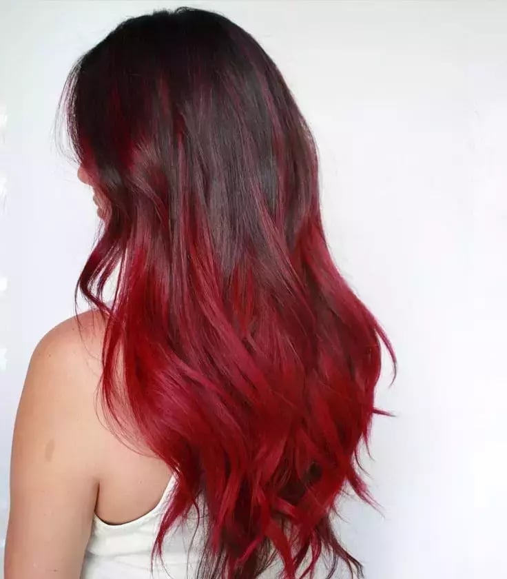 Deep Red Base With Vibrant Red Balayage Deep Red Base With Vibrant Red Balayage — Classy Red Balayage