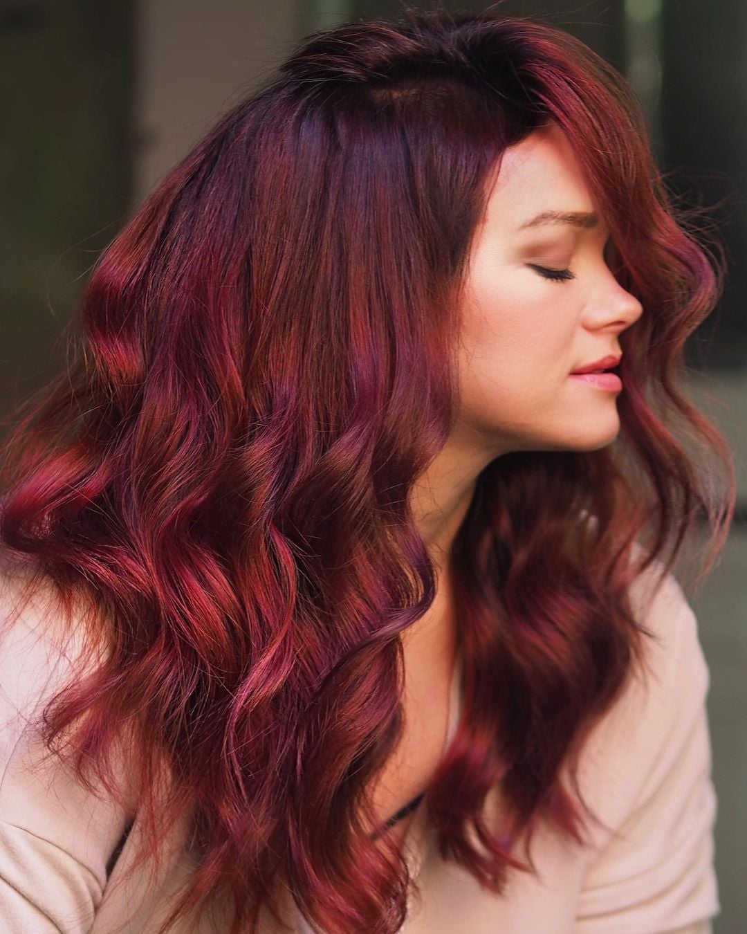 Deep Red With Pink Purple Undertones Deep Red With Pink Purple Undertones — Classy Red Balayage