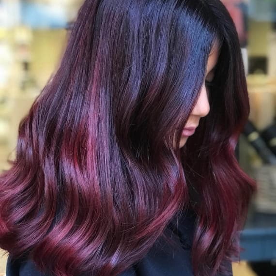 Dark Base With Burgundy Balayage Dark Base With Burgundy Balayage — Classy Red Balayage