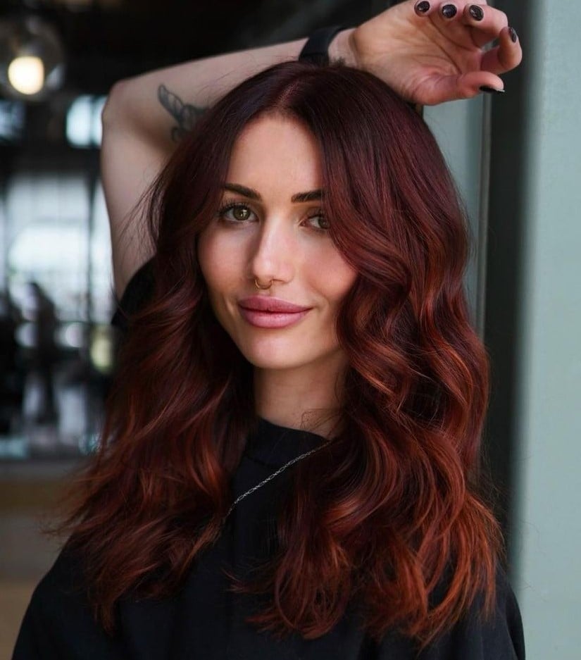 Rich Auburn With Copper Undertones Mid-Back Layers — Classy Red Hair Colors