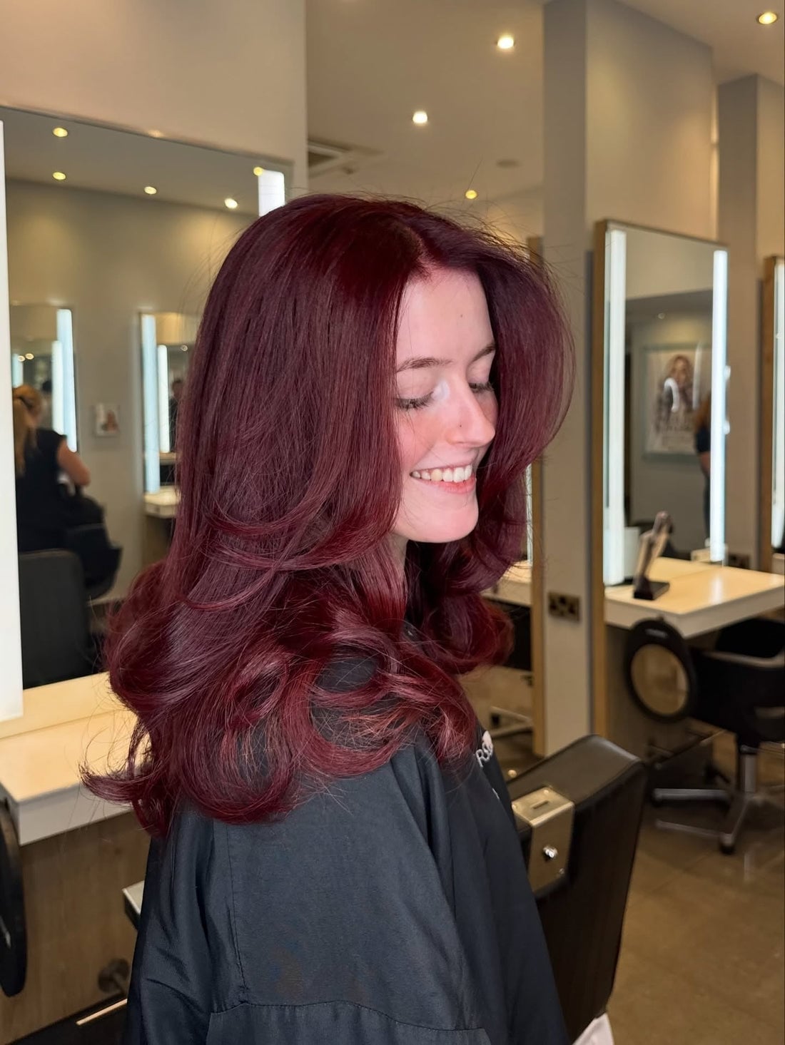 Burgundy Mid-Back Layers With Subtle Red Undertones — Classy Red Hair Colors