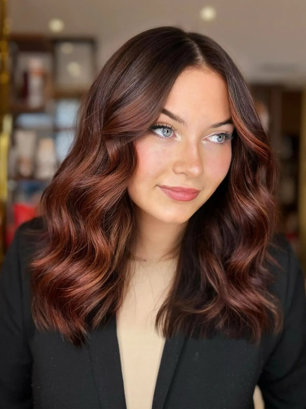 Auburn Collarbone Layers With Subtle Highlights — Classy Red Hair Colors