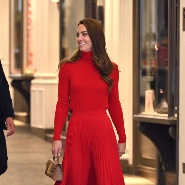 Classic Red Knit Top and Pleated Skirt Set, Close-Up Take — Classy Red Outfits