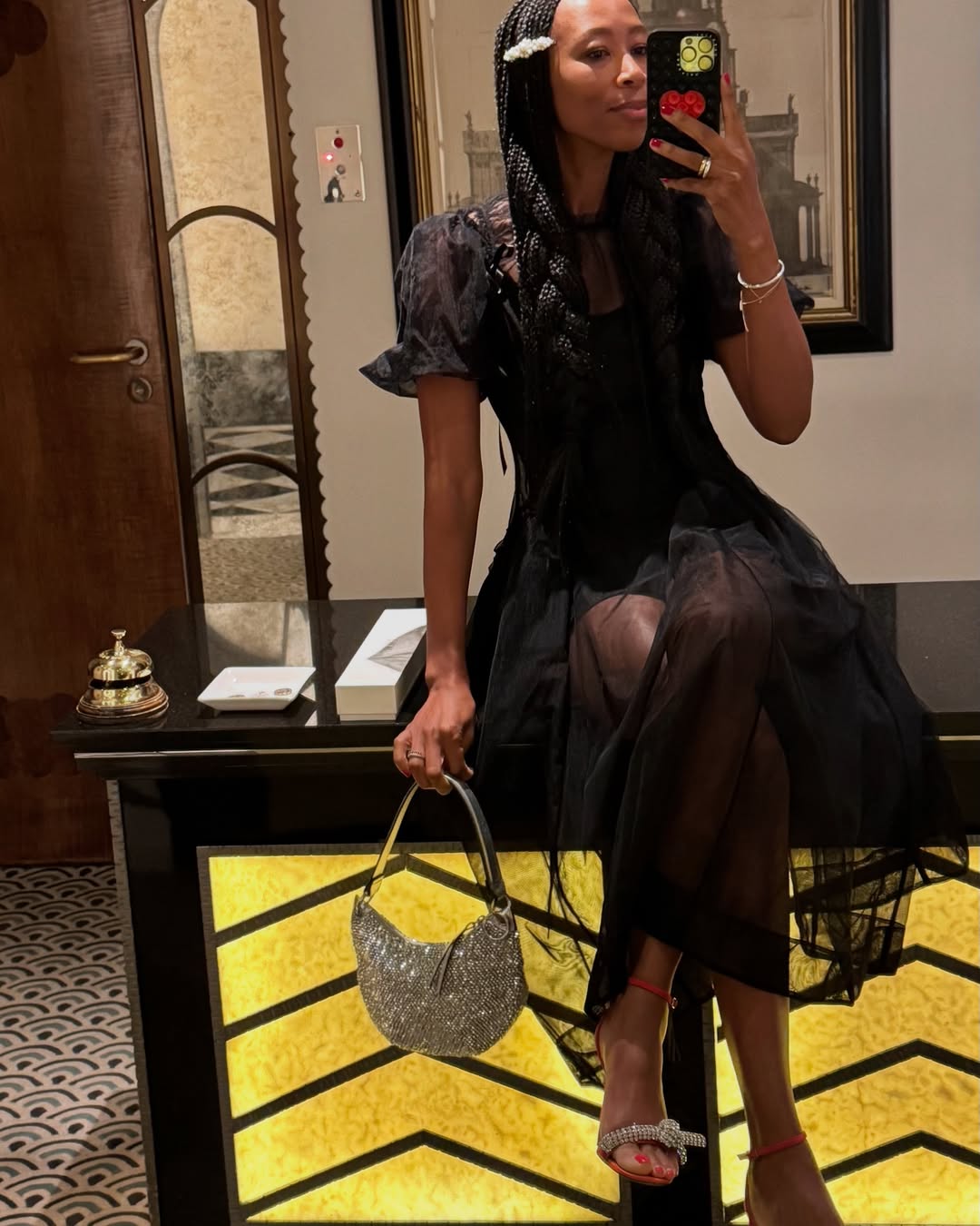 Black Sheer Mini Dress with Puff Sleeves — Classy Restaurant Outfit